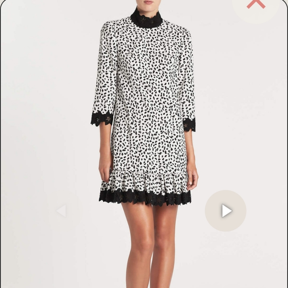 Rebecca Taylor La Vie Jaguar Print Black and White Dress With Pockets
